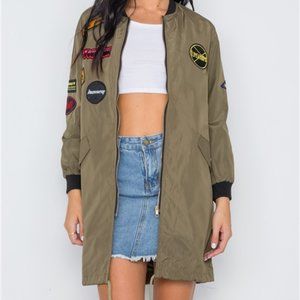 GRAPHIC PATCH LONG SLEEVE BOMBER JACKET